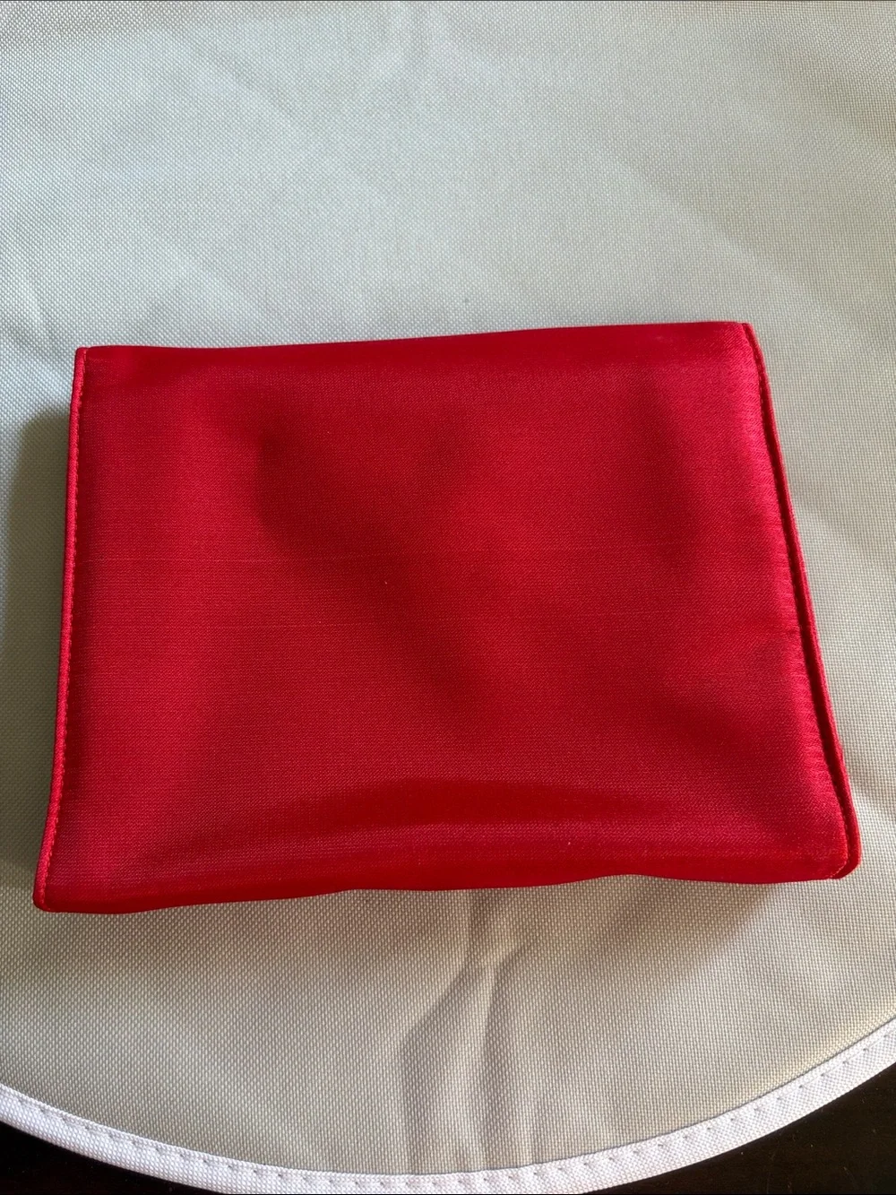 Red Satin Envelope Clutch with Stud Detail